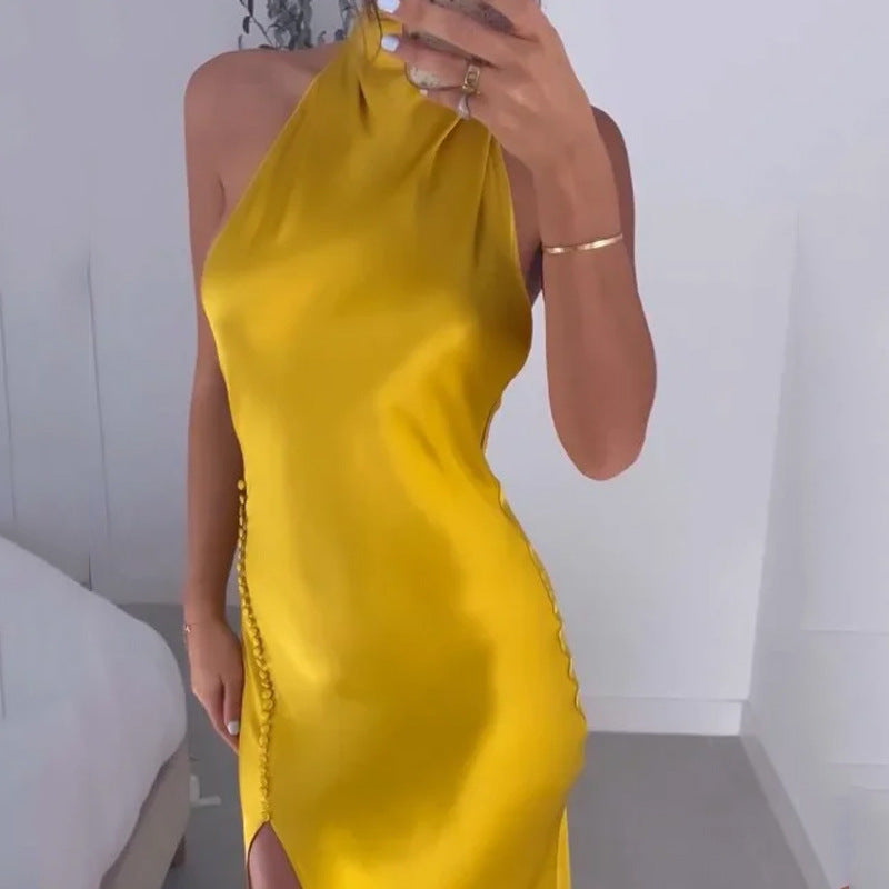 Unregelmäßiges sexy rückenfreies Kleid 