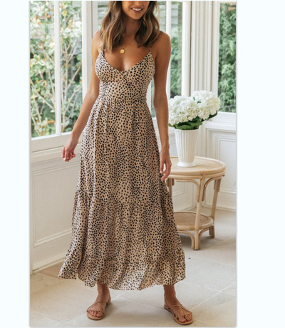 Sommerkleid mit Leopardenmuster und Schnürung auf der Rückseite 