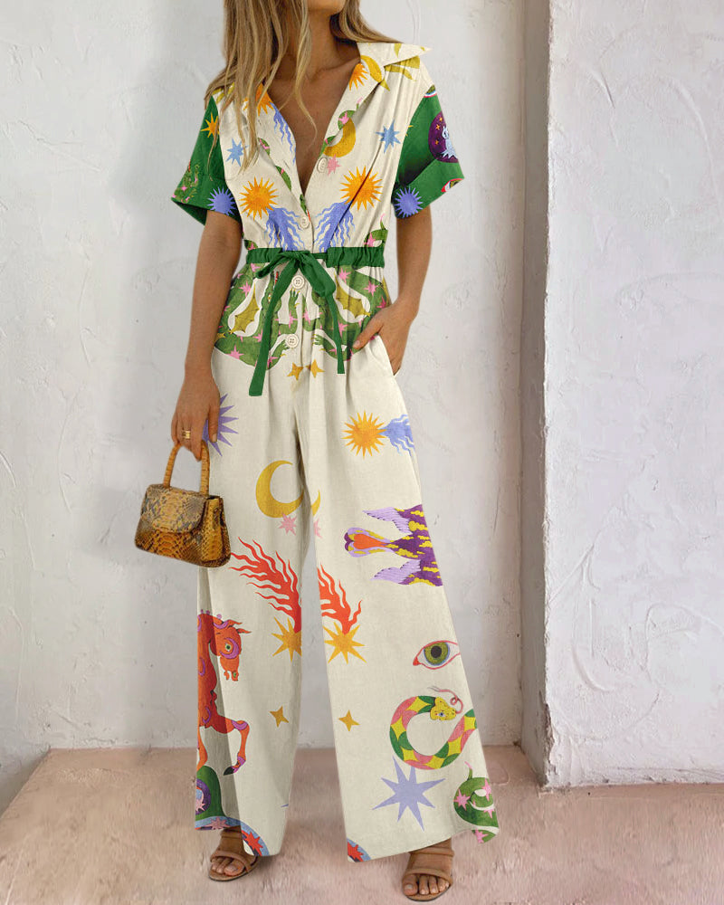 Abstract Art Print Lounge Jumpsuit