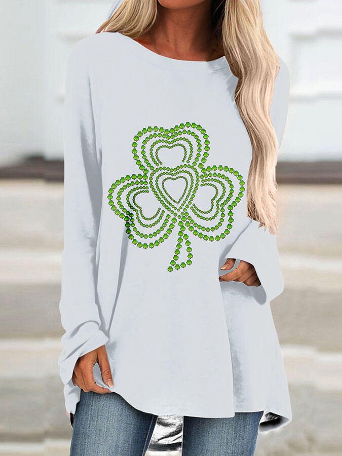 Langärmliges T-Shirt mit „Lucky Clover“-Grafik 