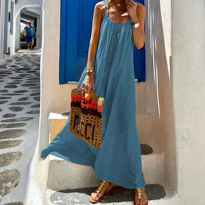 New Slip Backless Beach Bohemian Cotton  Dress