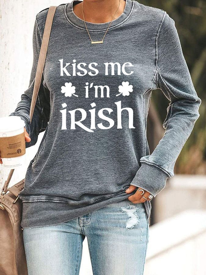 Sweatshirt mit Aufdruck „Kiss Me I'm Irish“ für Damen 