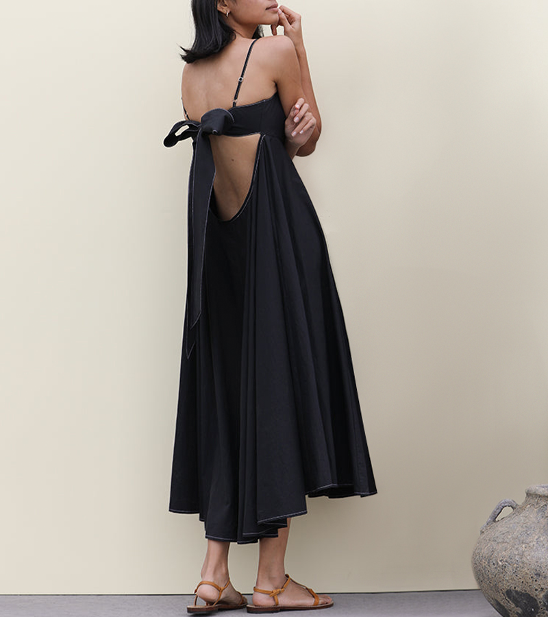 Rückenfreies, schickes Slip-Strandkleid mit Schleife 