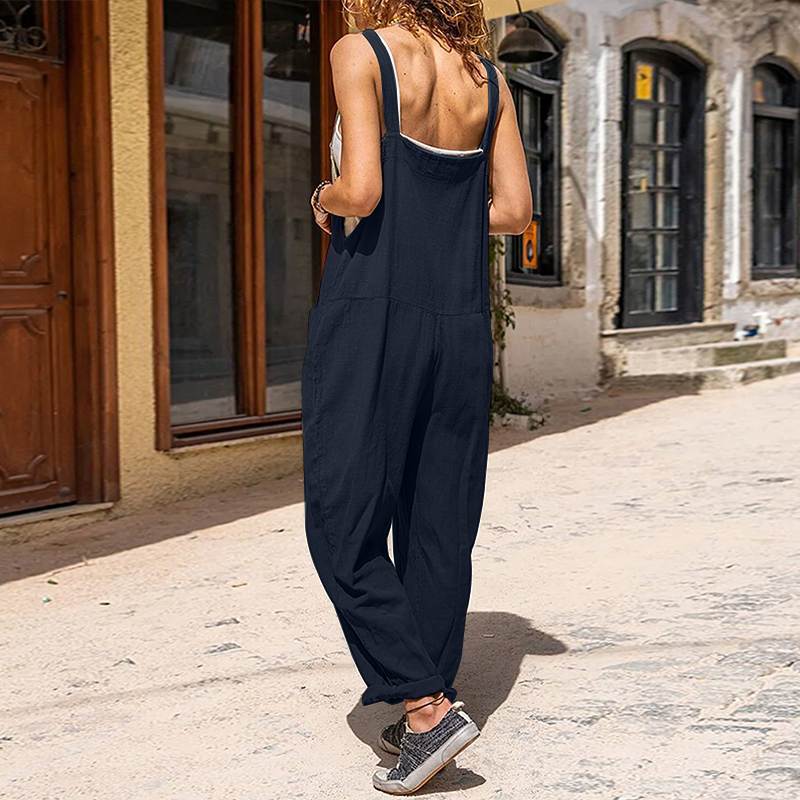 Lockerer Jumpsuit mit Knopf- und Taschen 