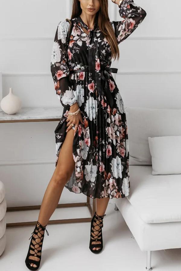 Hopeful Romantic Pleated Floral Midi Dress