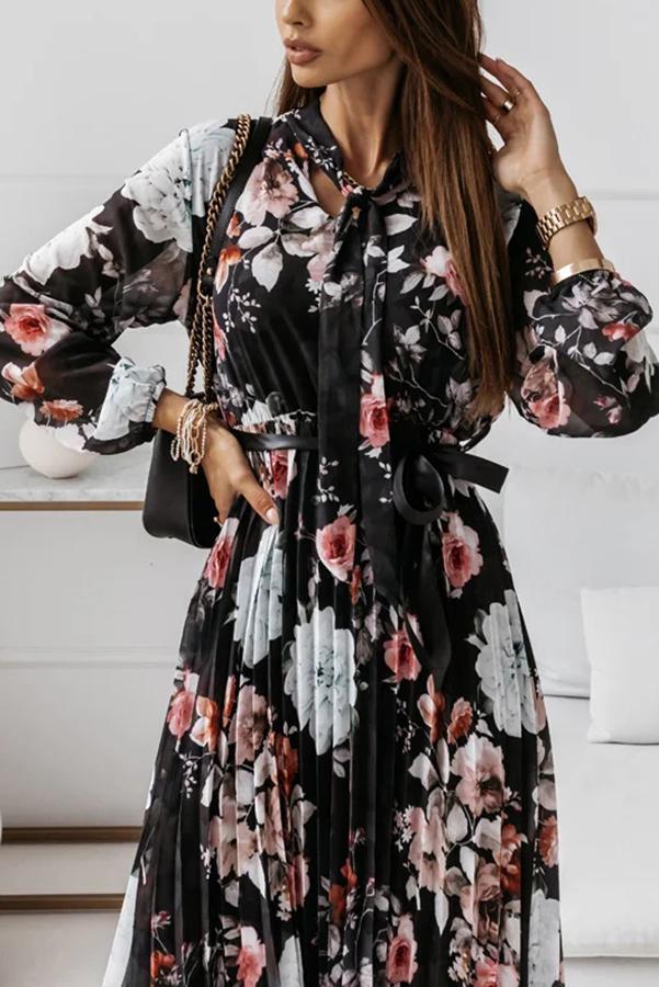 Hopeful Romantic Pleated Floral Midi Dress