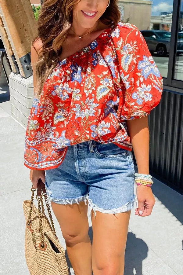 Summer Statement Floral One Shoulder Top