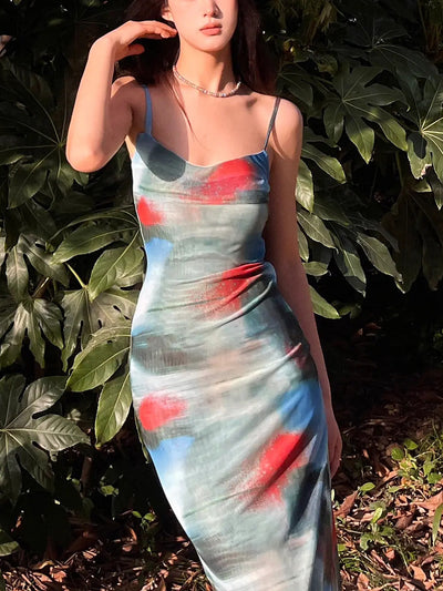 Chic Oil Painting Slip Dress