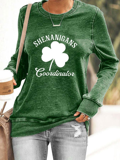 Sweatshirt mit St. Patrick's Day Shenanigans Coordinator-Aufdruck für Damen 