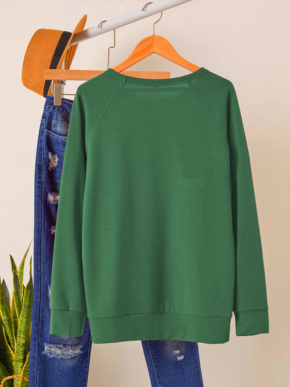 Women's Lucky Clover Print Casual Sweatshirt
