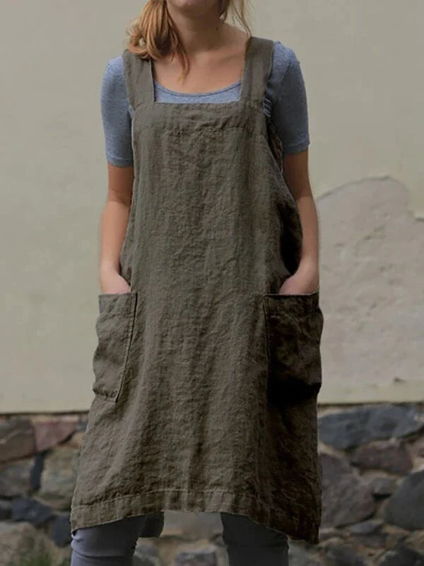 Square Cross Apron Pinafore Dress