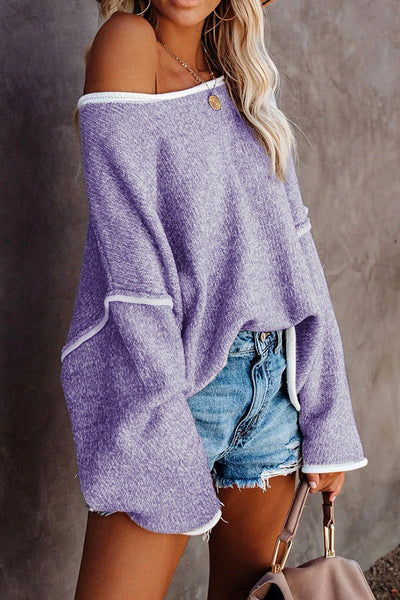 Solid Color Loose Batwing Sleeve Sweater