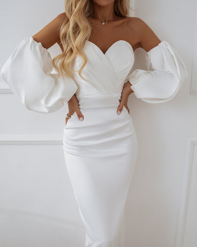 Split Sleeves Elegant Solid Dress