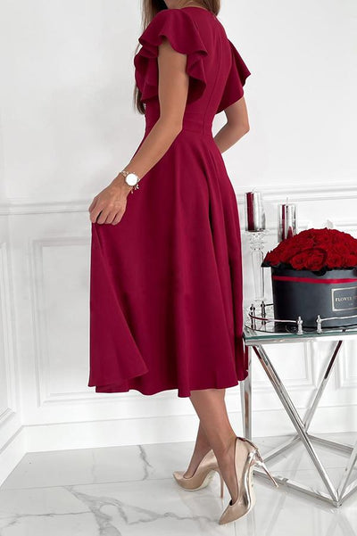 Ruffle Sleeves Midi Dress