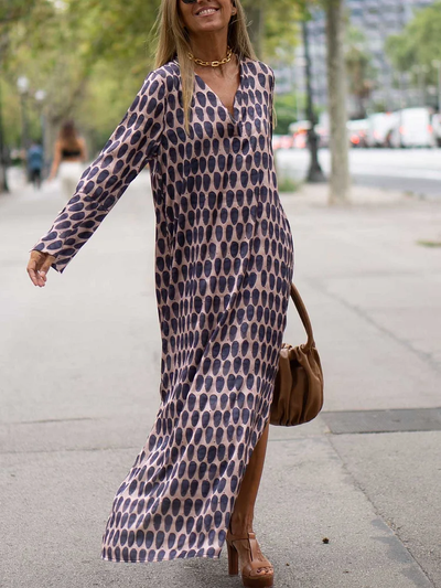 Elegant Oval Print Maxi Dress