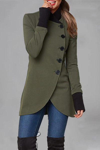 Mid-length Full Color Patchwork Long Sleeve Coat