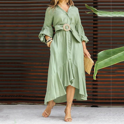 Casual High Low Sweep Wrap Dress