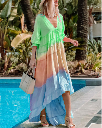 Summer gradient casual print dress