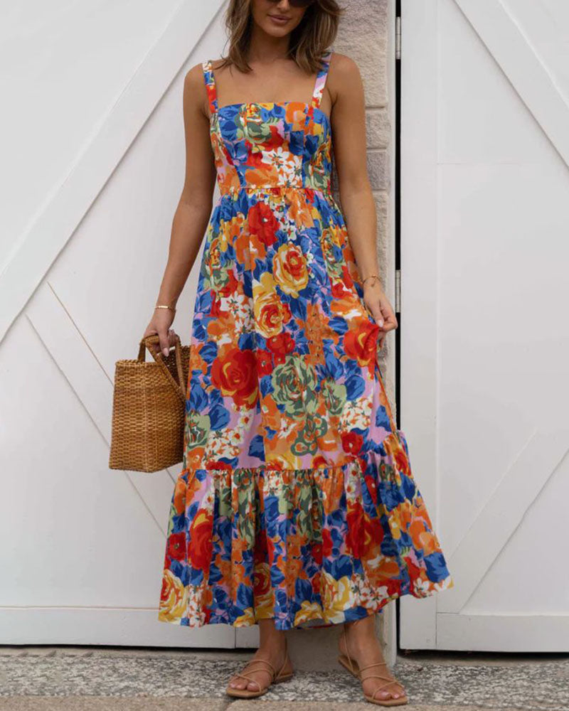 Fashion Print Strapless Sling Dress