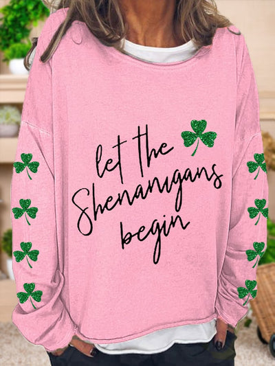 Damen T-Shirt mit Rundhalsausschnitt und Glitzer für den St. Patrick's Day 