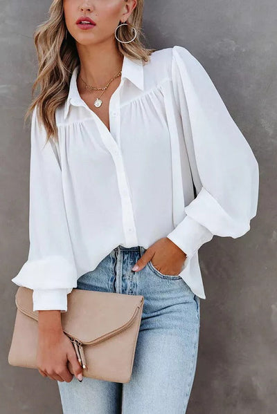 Take Note Button Down Loose Blouse