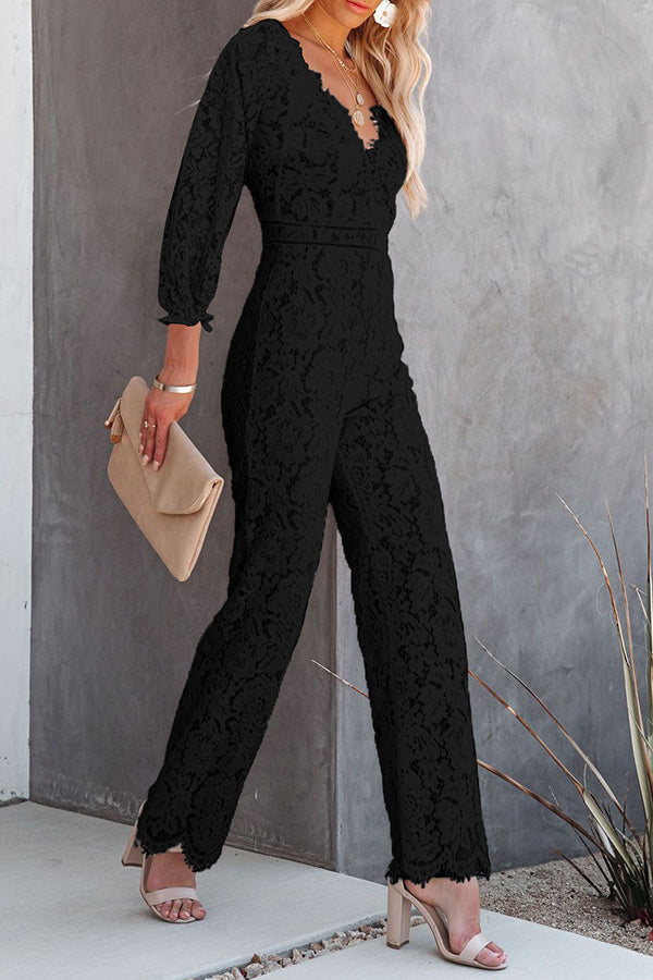 Lantern Sleeve Lace Jumpsuit