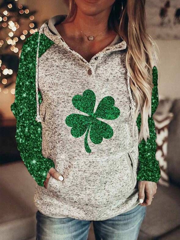 Clover Print Hooded Sweatshirt