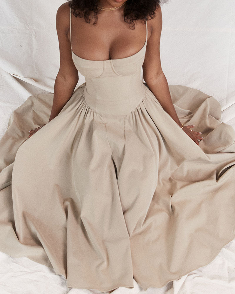 Elegant Solid Color Slip Dress