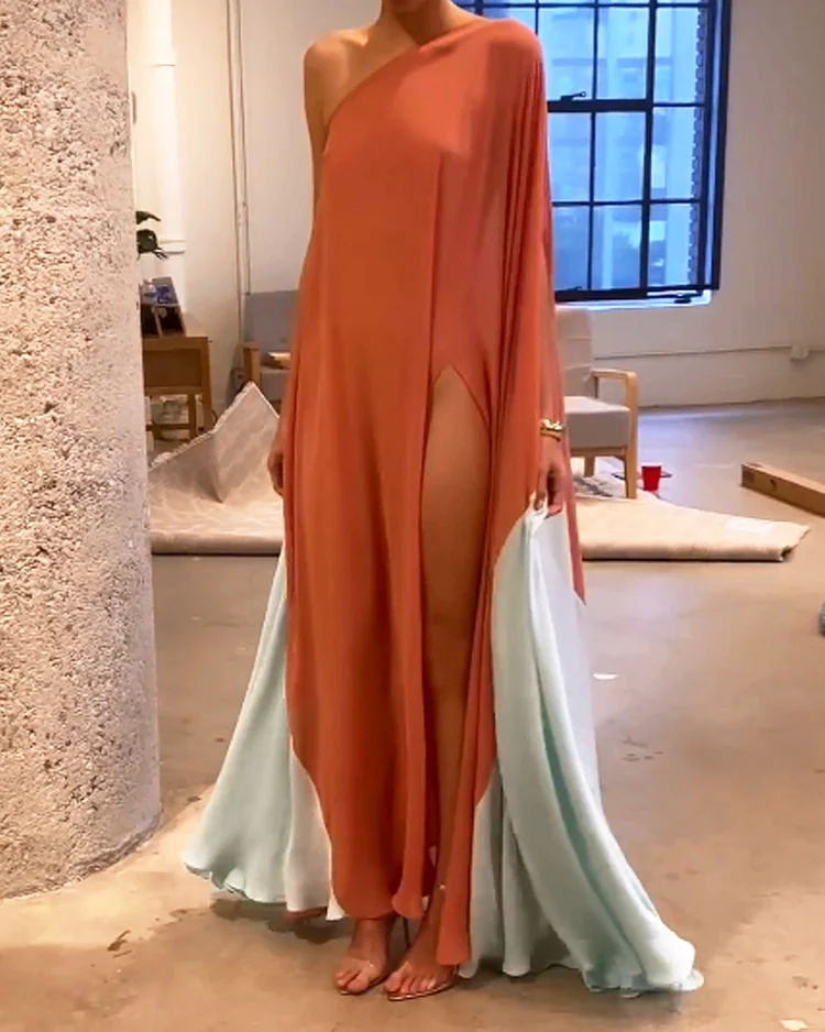 Robe à blocs de couleurs à la mode