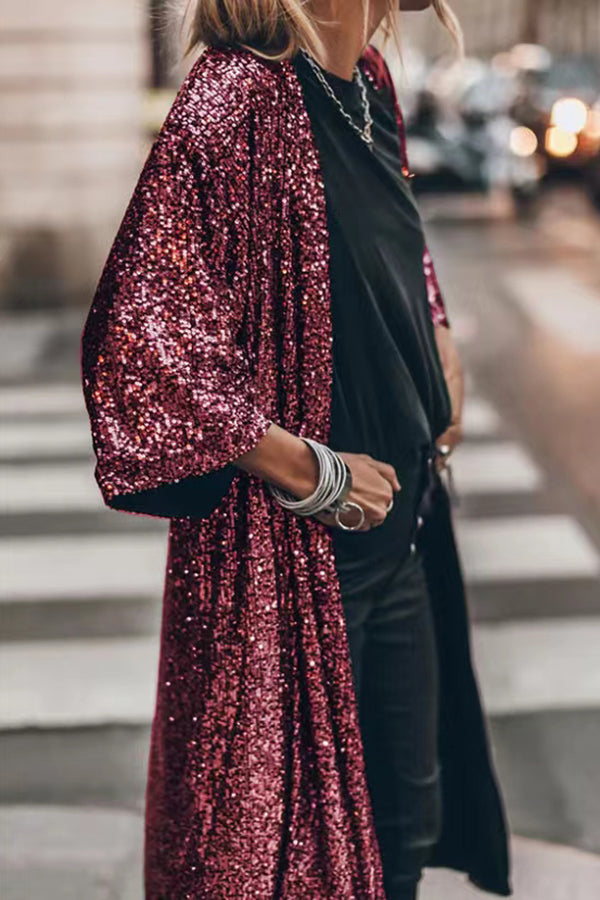 Sequin Bell Sleeve Kimono