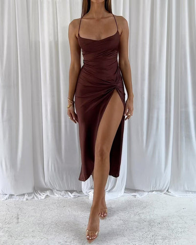 Sexy Solid Color Slit Dress