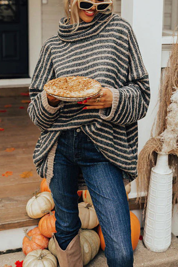 Stripe Pocketed Tunic Sweater