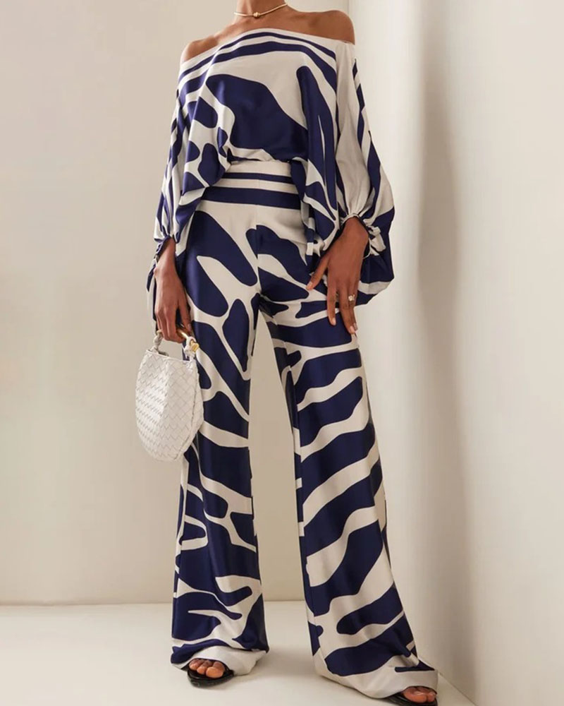 Elegant abstract print two-piece set