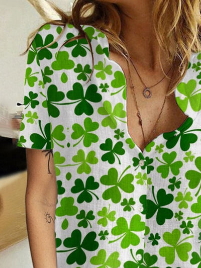 Four-Leaf Clover Print Shirt