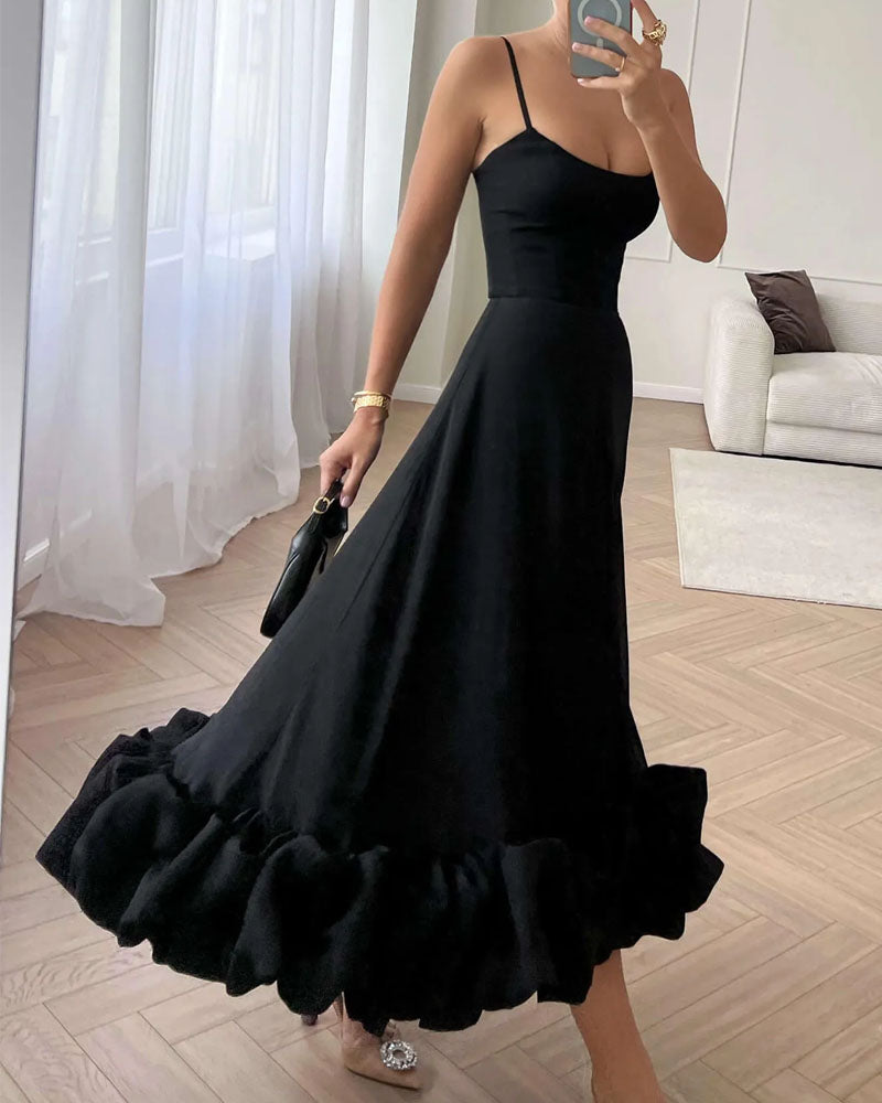 Elegant Solid Color Slip Dress