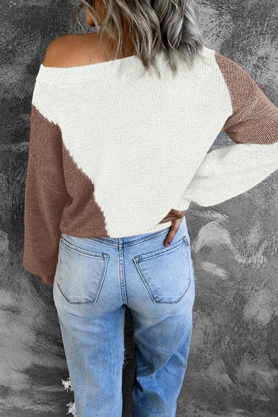 Early Autumn Round Neck Colorblock Sweater