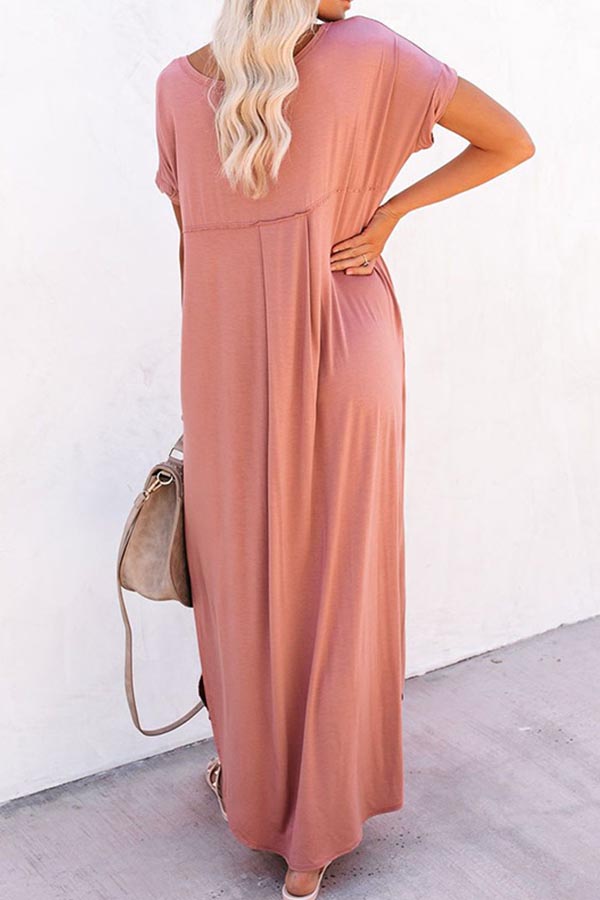 Solid Color Loose Irregular Long Dress