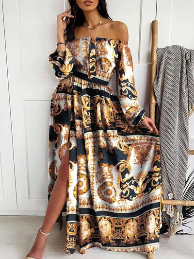 Elegant Tube Top Three-color Printed Dress