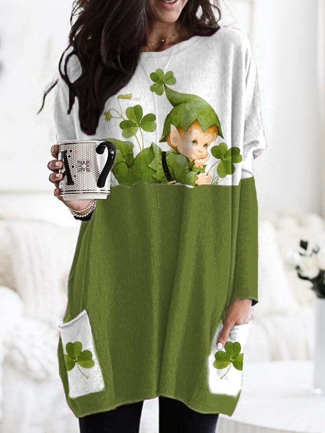 Robe haut à imprimé elfe de St. Patrick's pour femmes 