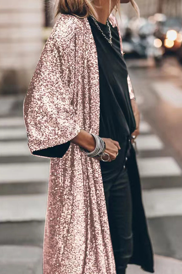 Sequin Bell Sleeve Kimono