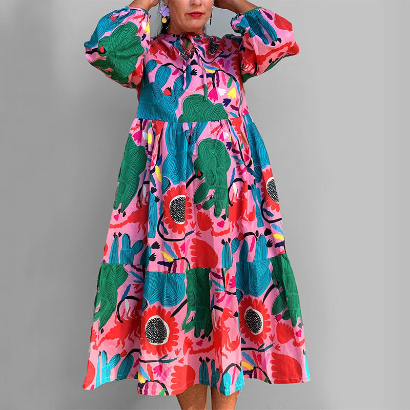 Eye-catching printed loose dress