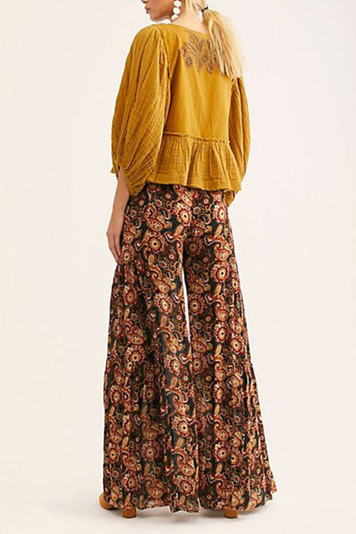 High Waist Flared Trousers Loose Slacks