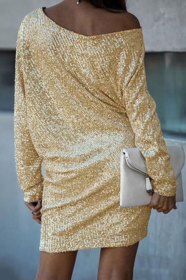 Sequin Long Sleeve Slim Pencil Skirt