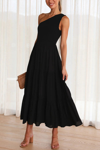 Off-Shoulder Sleeveless Layered Ruched Dress