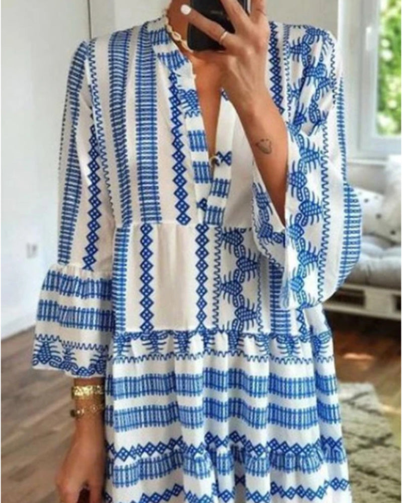 Geometric Print Boho Dress