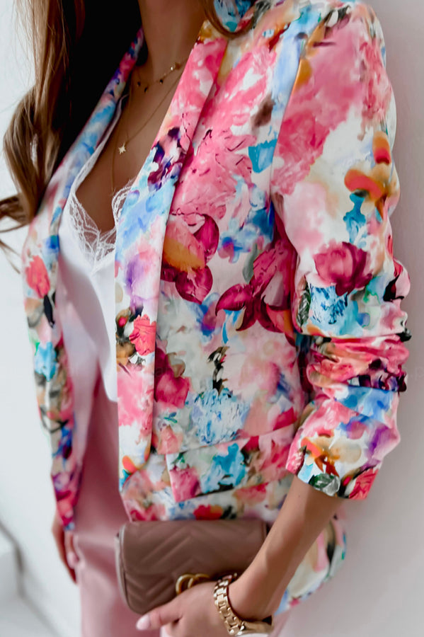 Free and True – Freizeit-Blazer mit floralem Revers