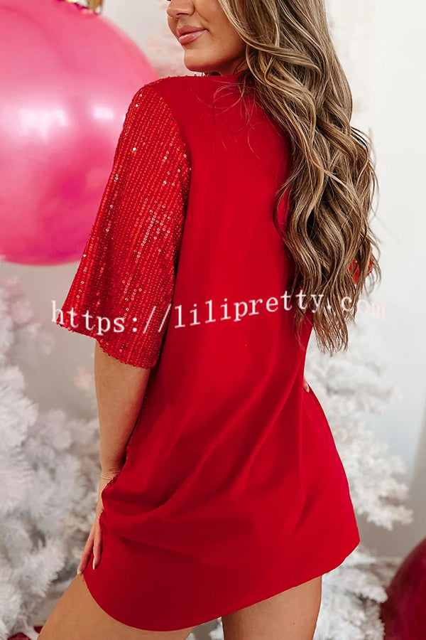 Lilipretty Nutcrackers for The Holidays Sequin Nutcracker T-shirt Mini Dress