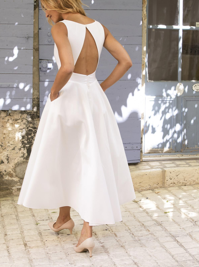 Robe longue sexy et élégante en blanc 