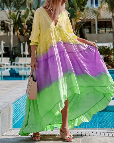 Summer gradient casual print dress