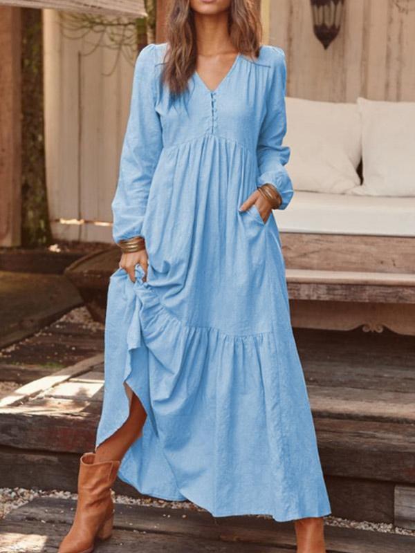 Robe décontractée à manches longues pour femme 